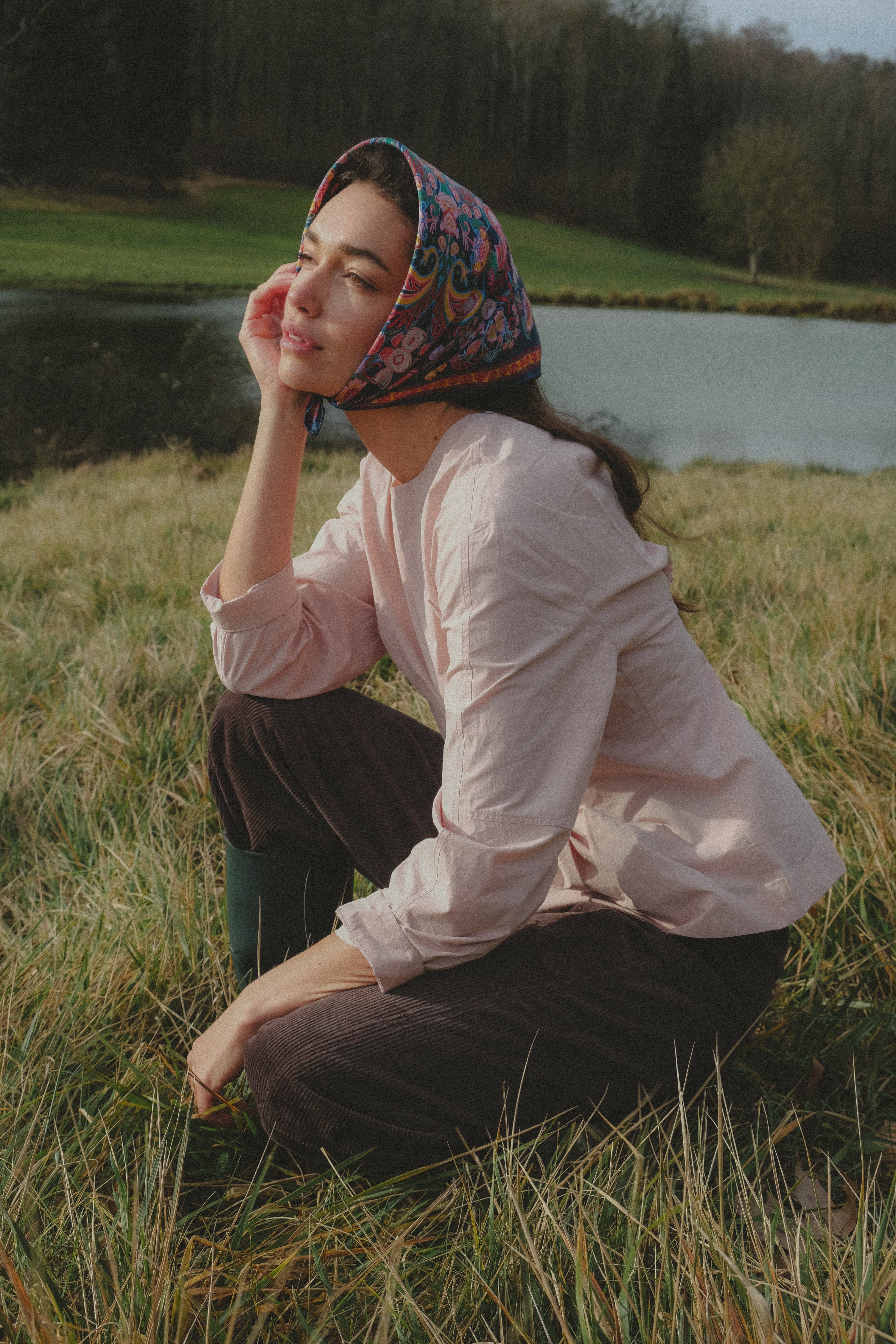 Small Scarf Volcanique Pink Silk
