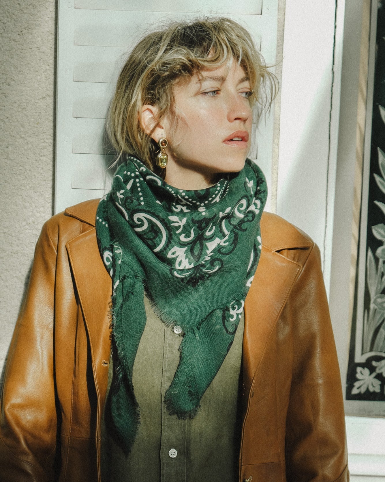 Forest Green Bandana Scarf LS