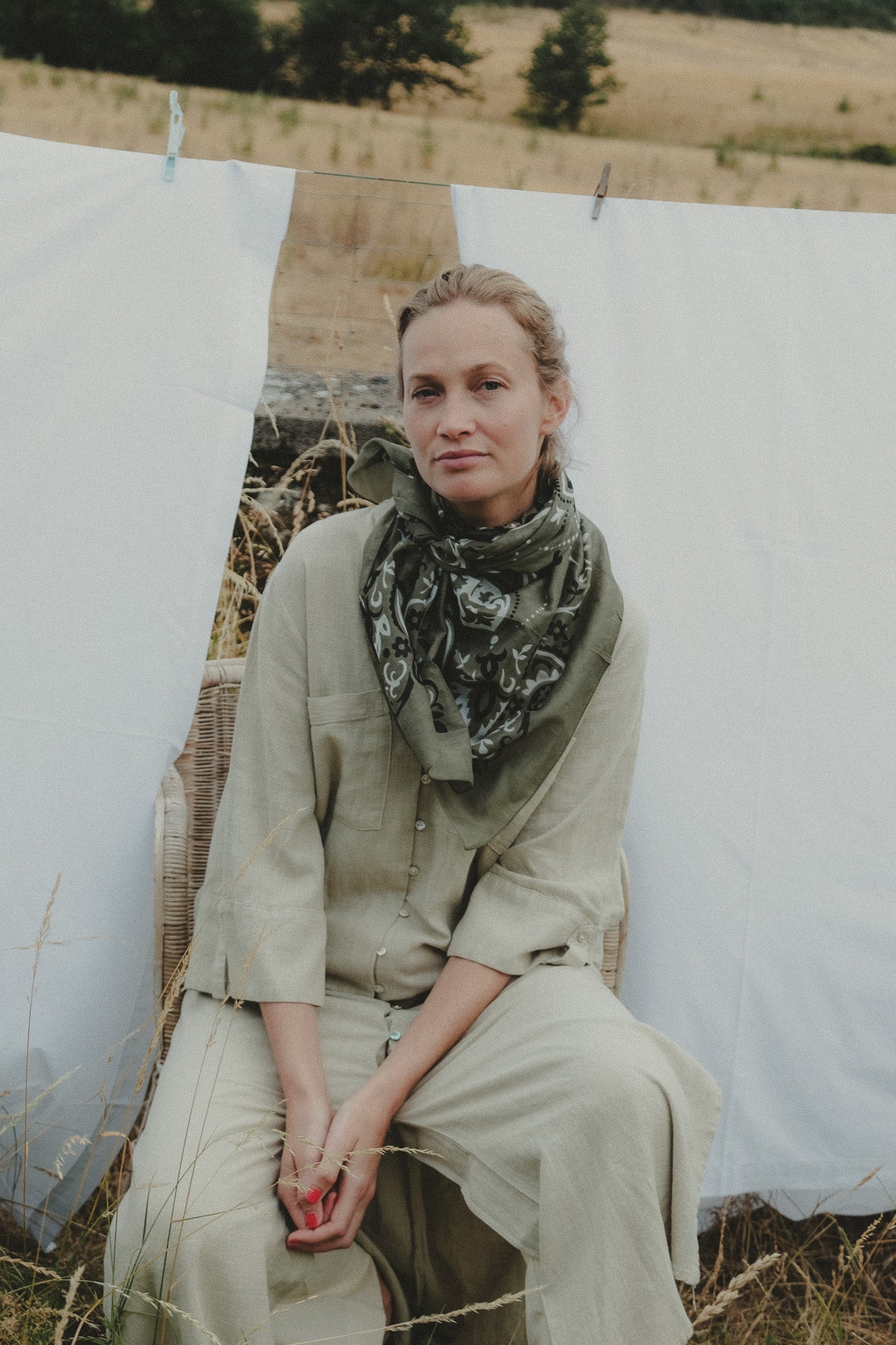 Foulard bandana kaki coton