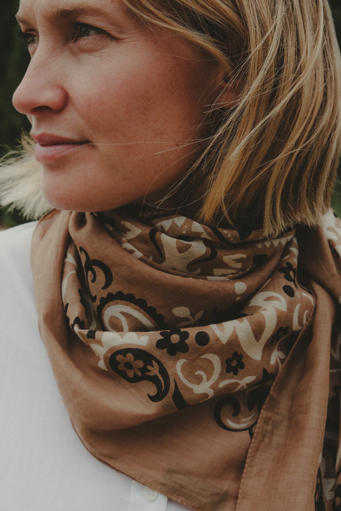 Natural cotton bandana scarf