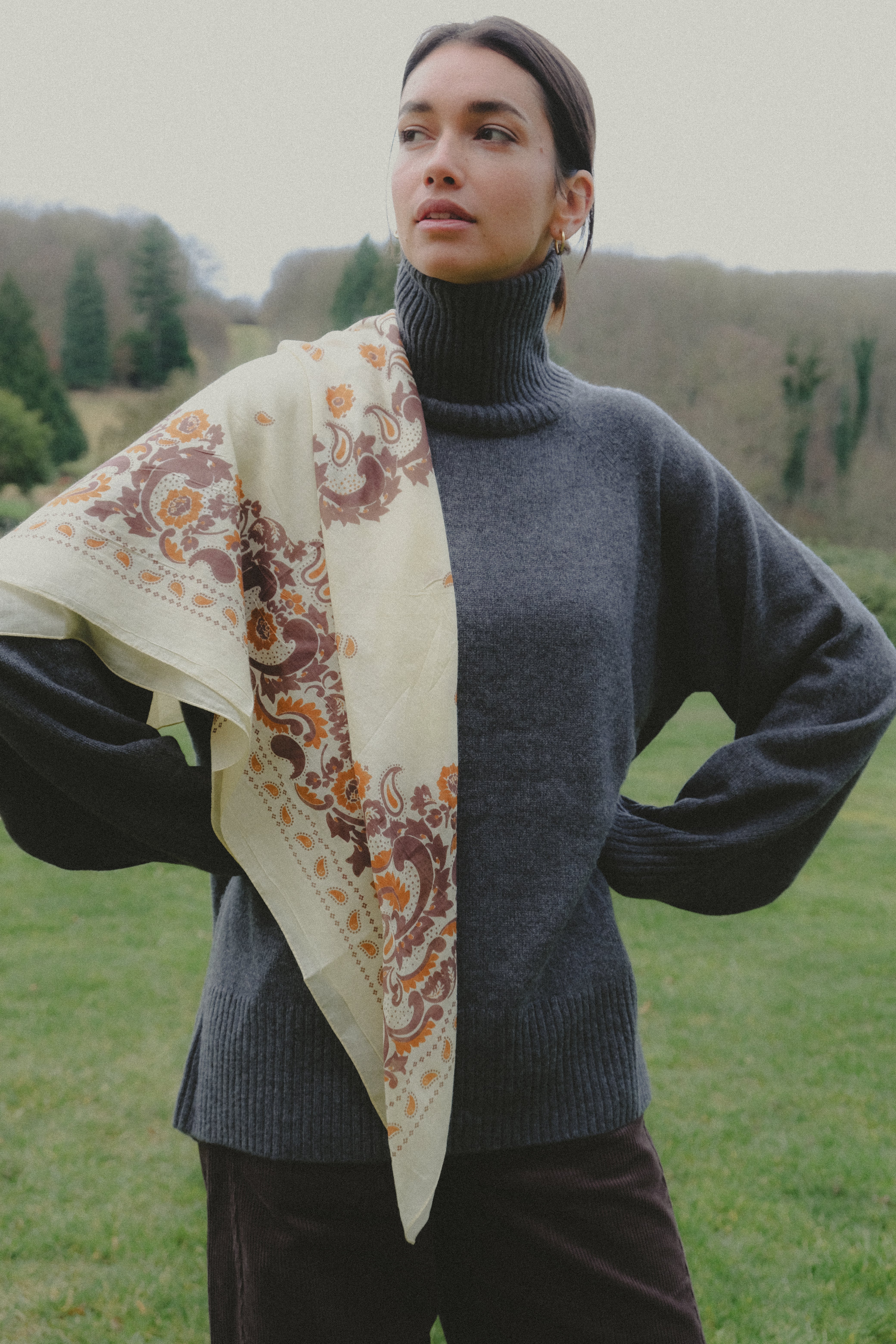 Bandana Flowers Beige coton
