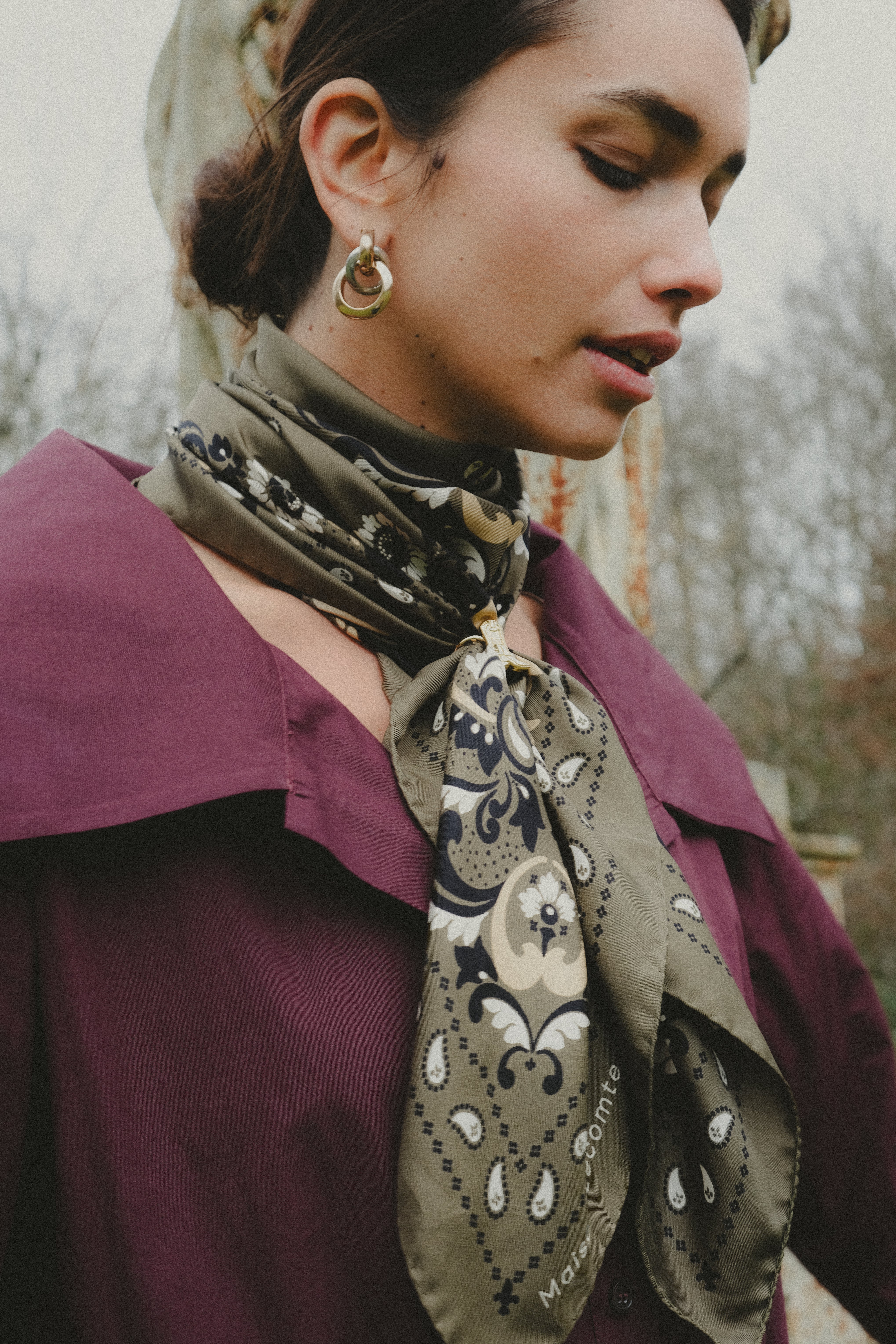 Bandana Flowers Army Silk