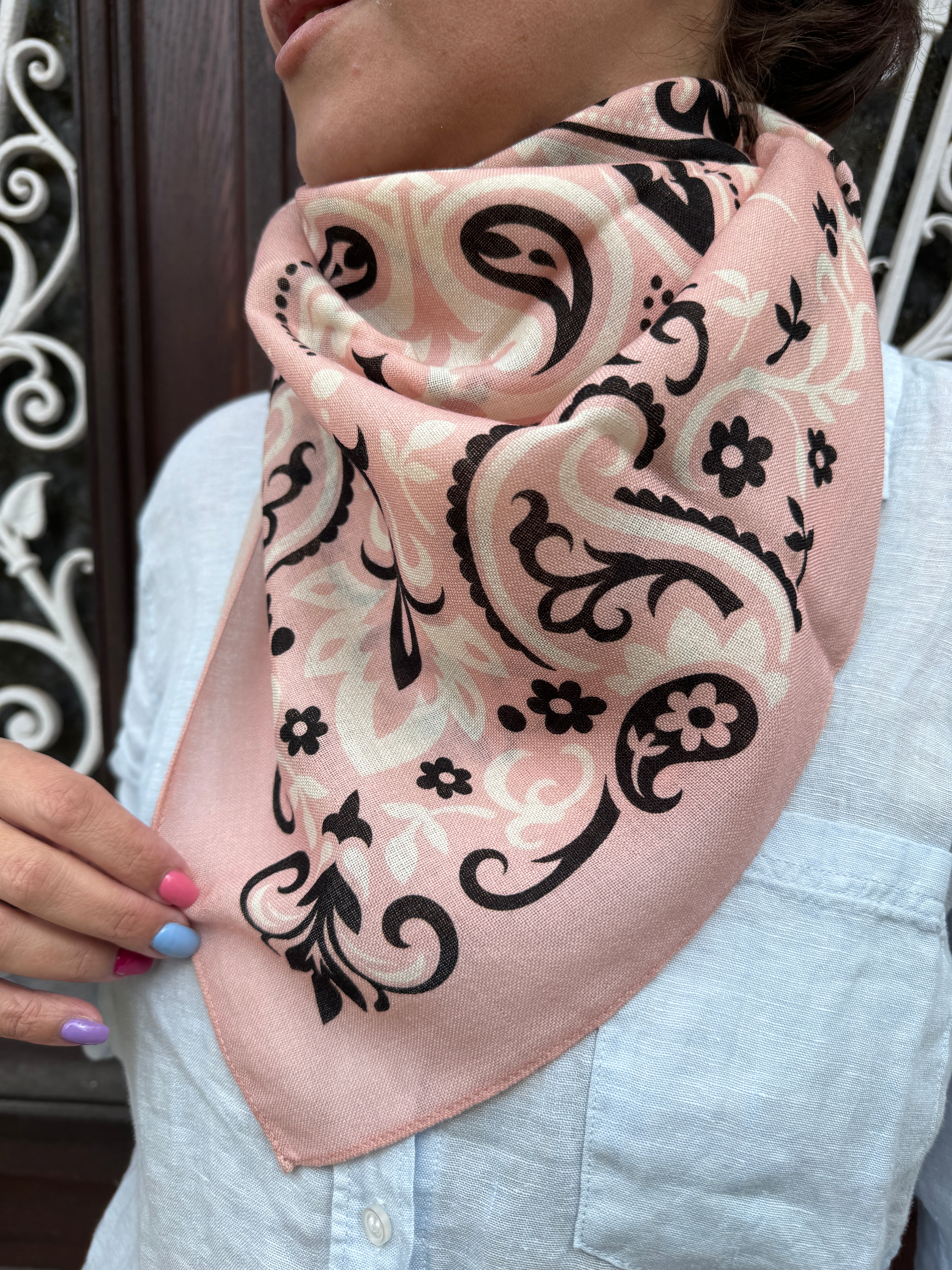 Large pink bandana scarf