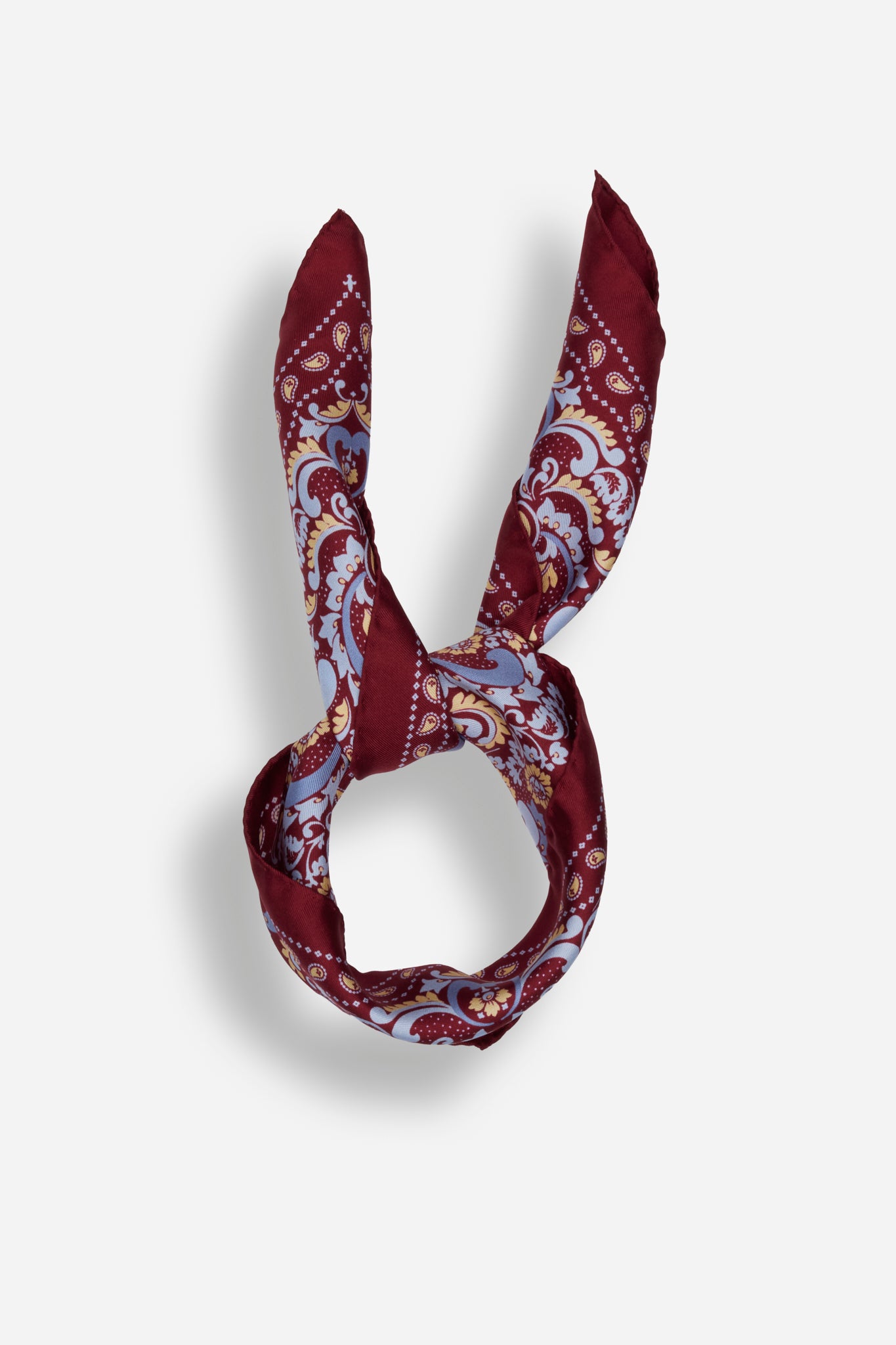 Small Bandana Flowers Burgundy Silk