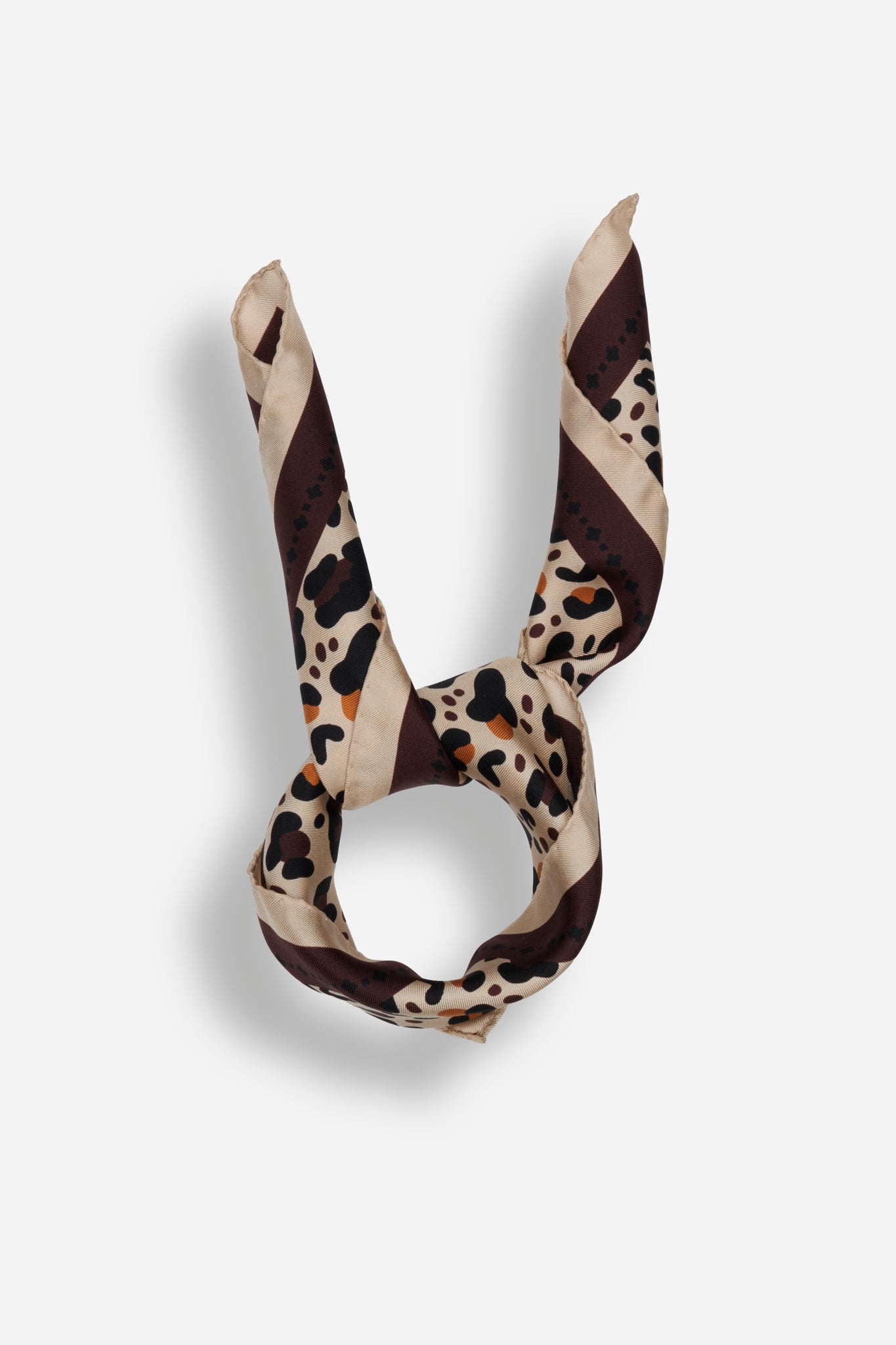 Small Scarf Leo Beige Chocolate Silk