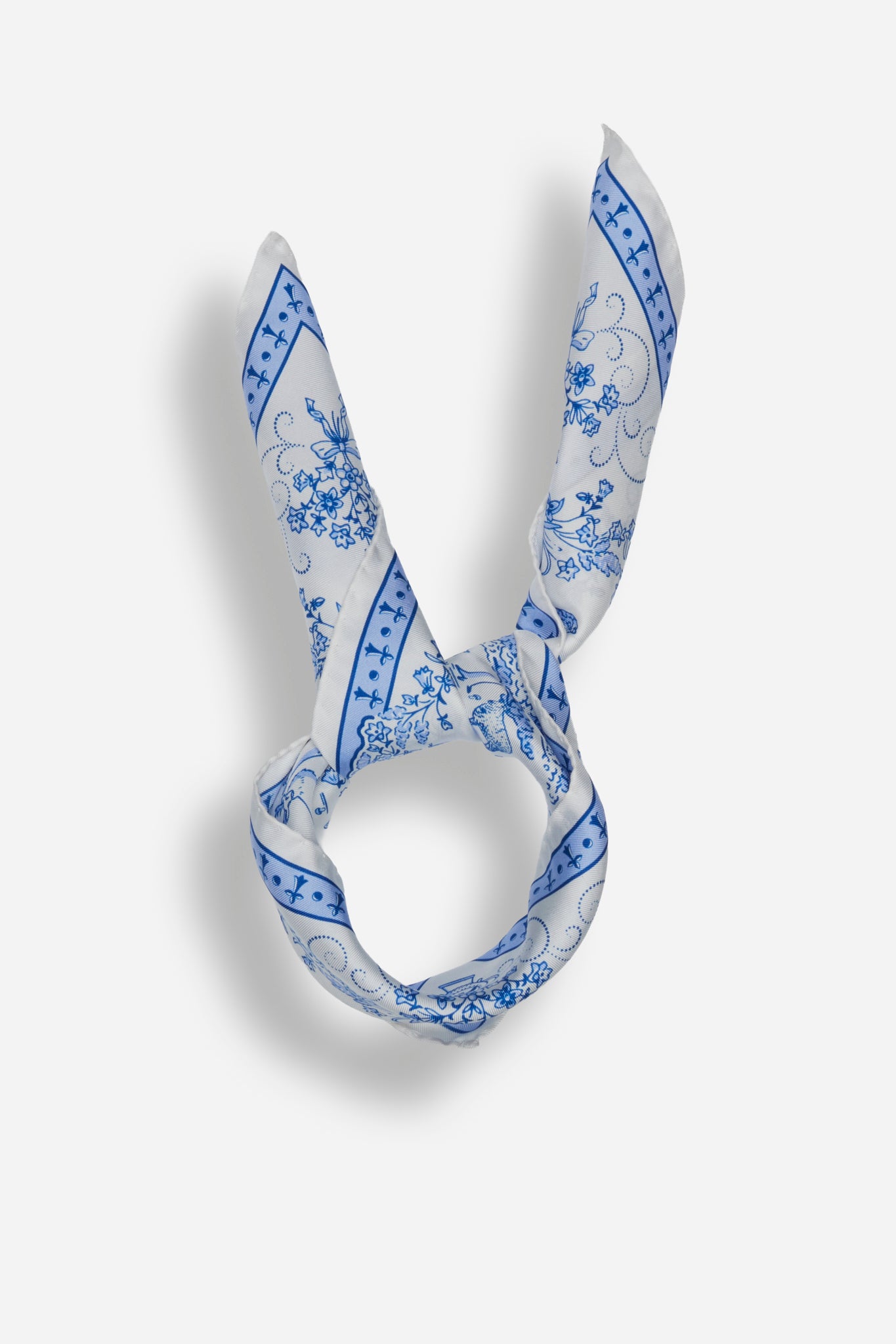 Small Scarf Toile de Jouy Navy Silk