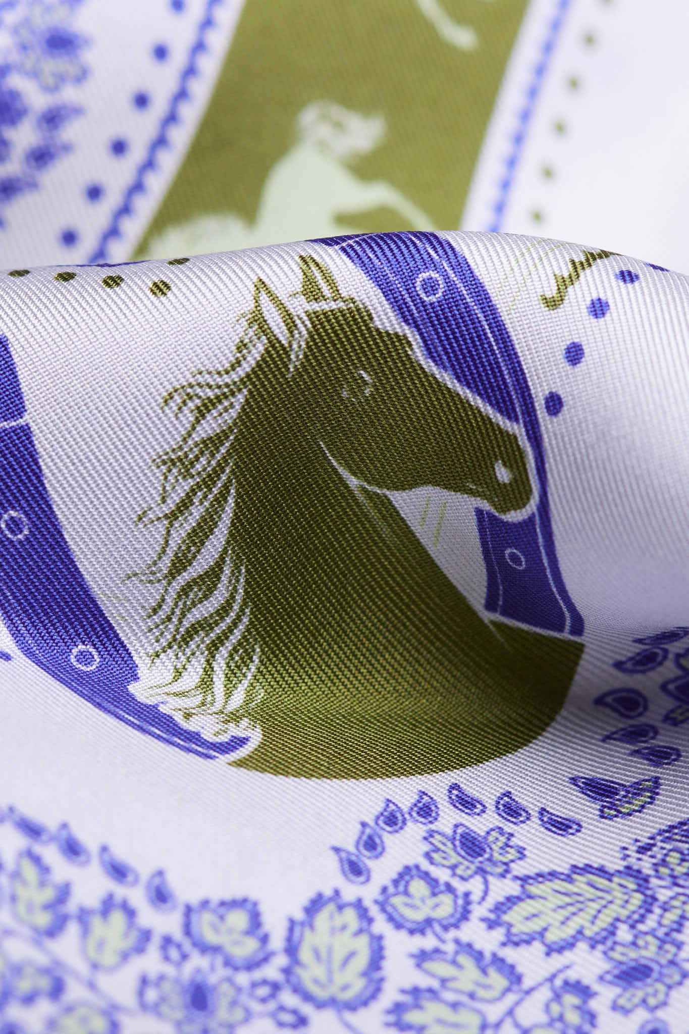 Small Equestrian Olive Silk
