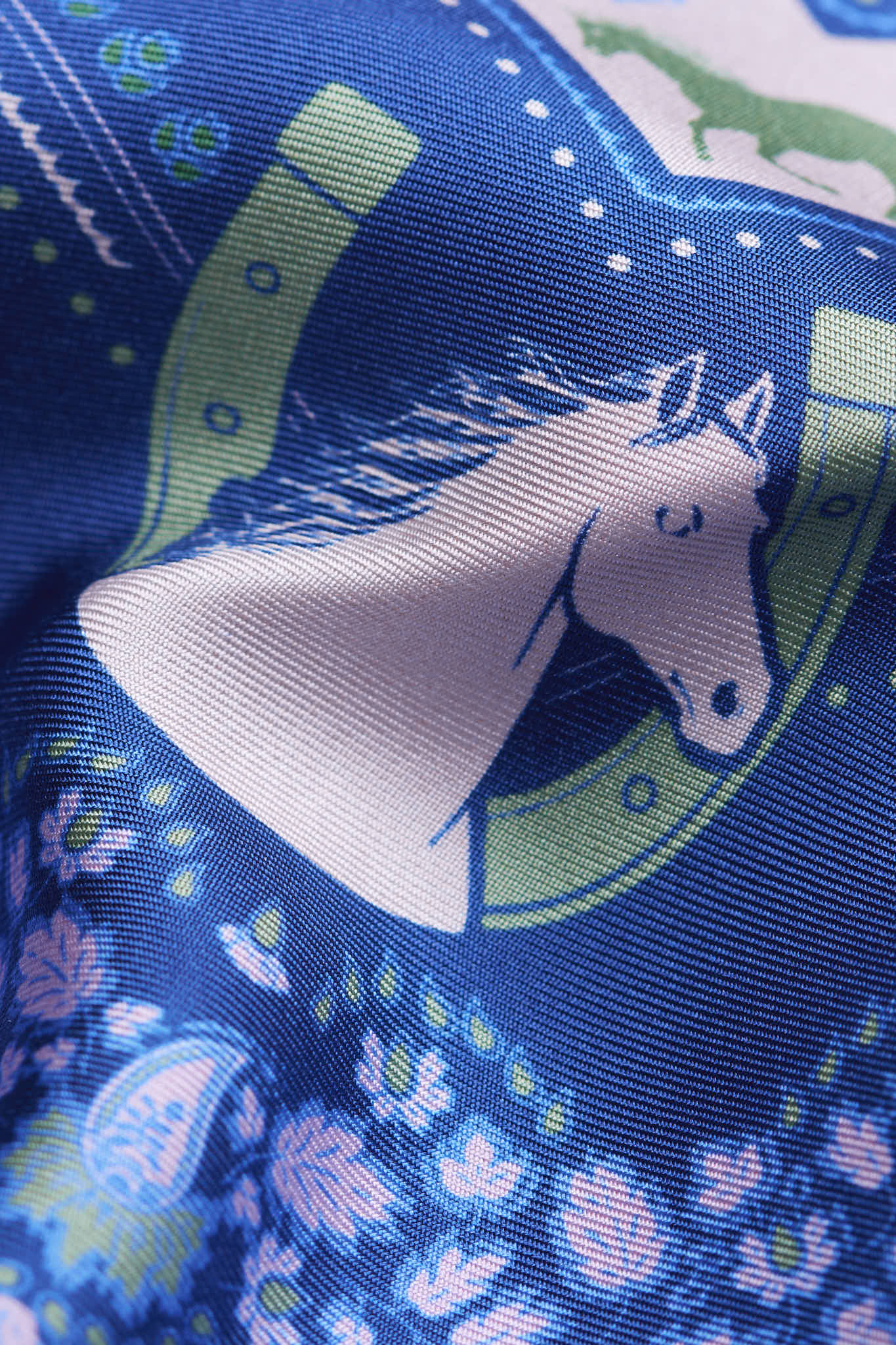 Small Equestrian Navy Silk