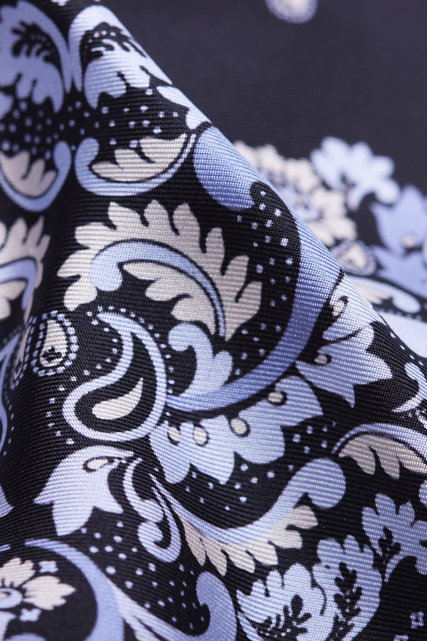 Bandana Flowers Black Silk
