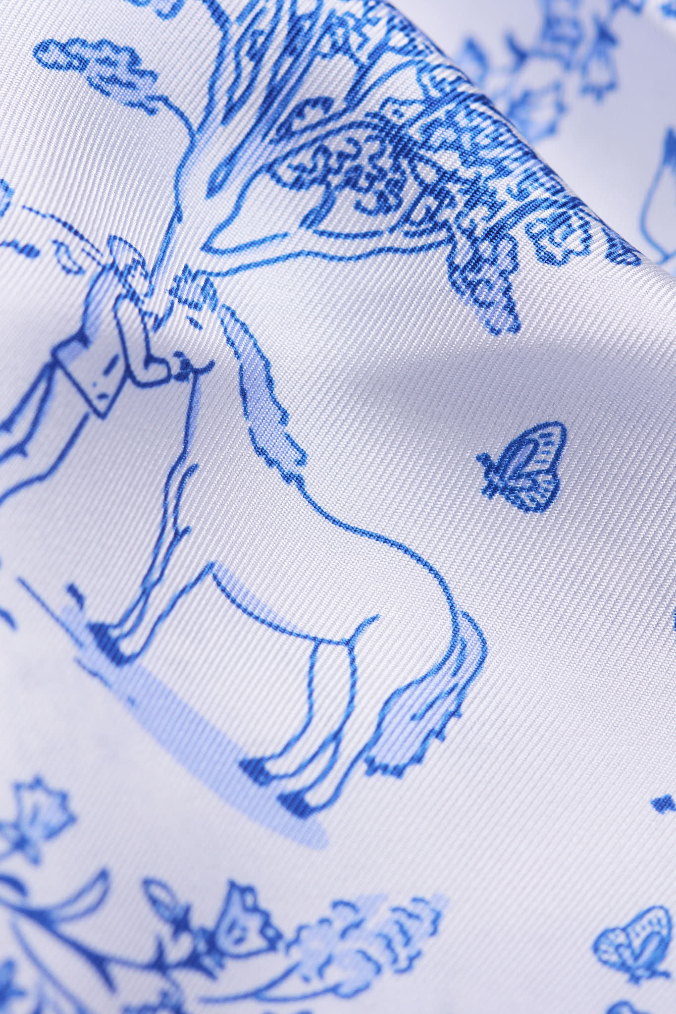 Small Scarf Toile de Jouy Navy Silk