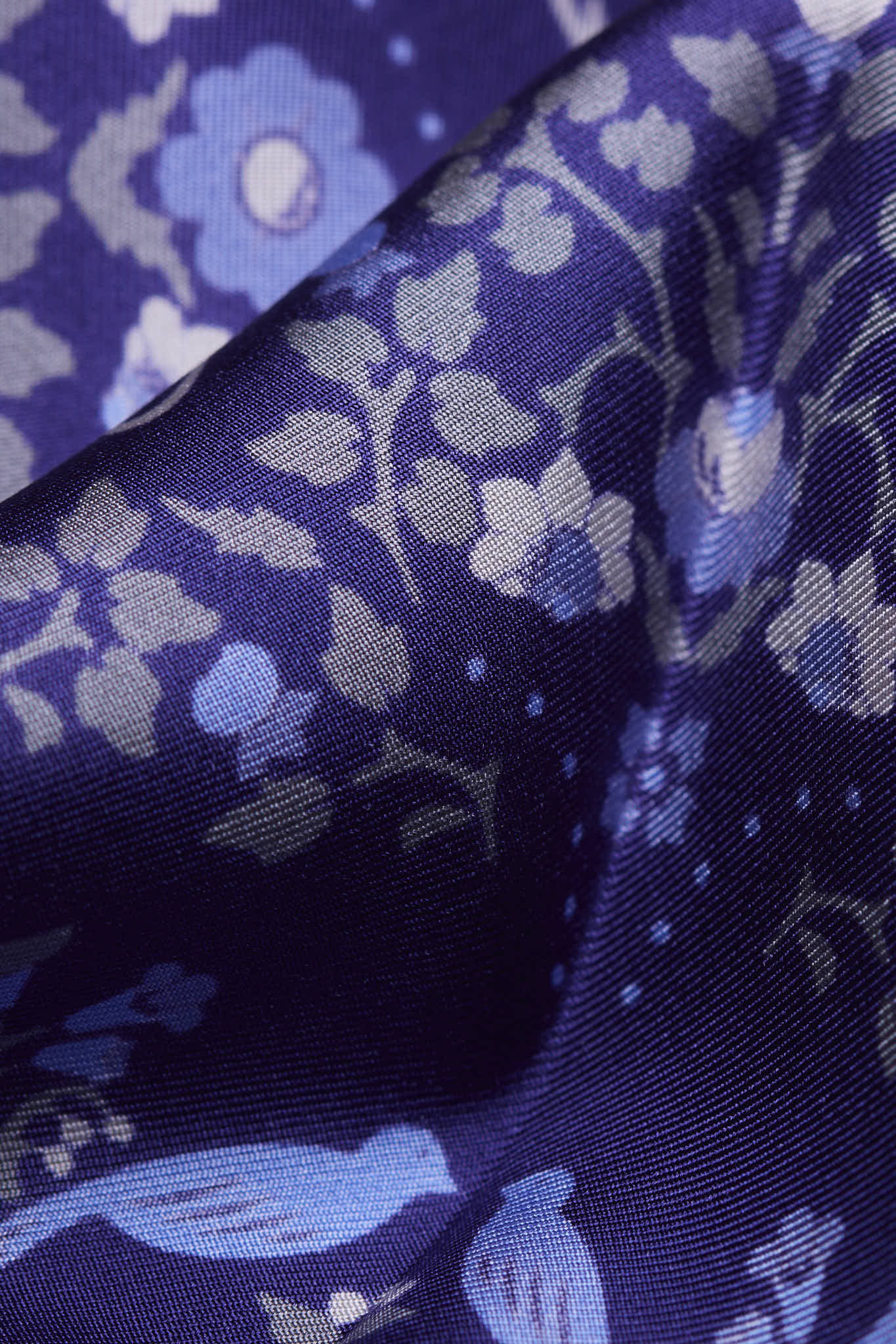 Small Scarf Secret Garden Dark Navy Silk