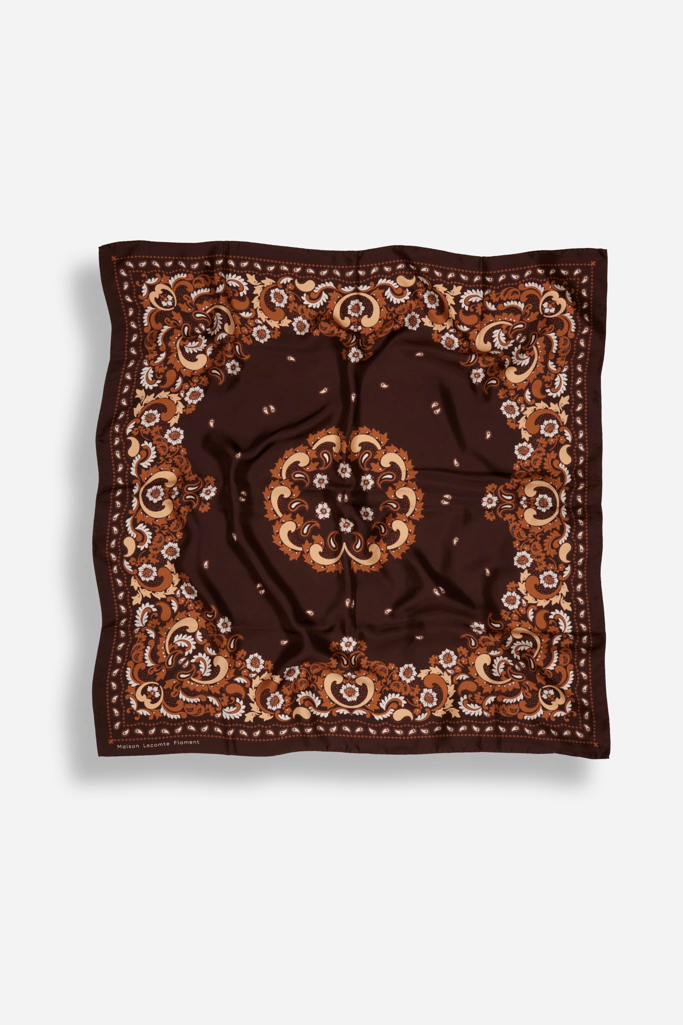 Bandana Flowers Chocolate Silk