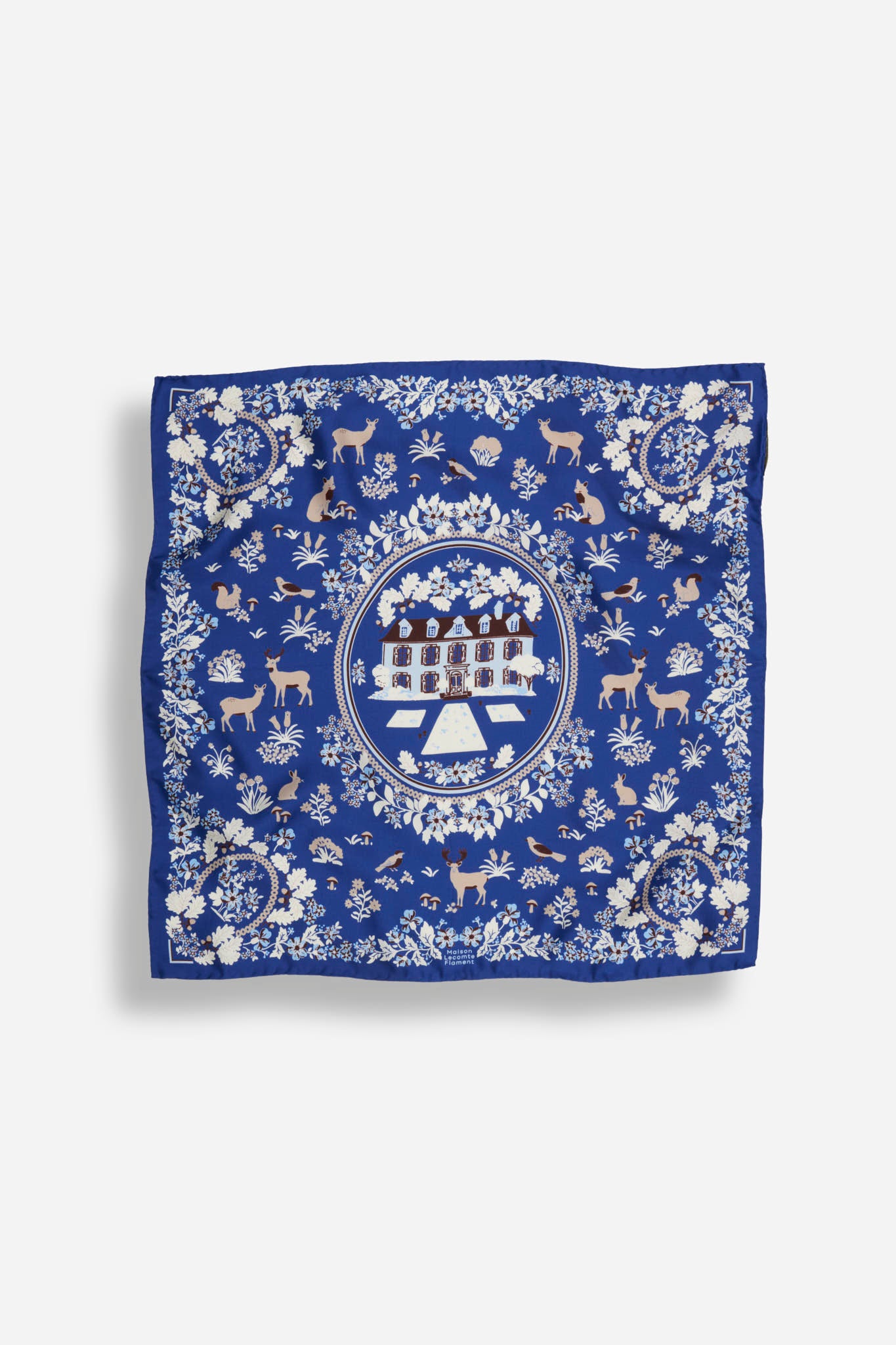 Small Scarf Retour de Forêt Frosty Blue Silk