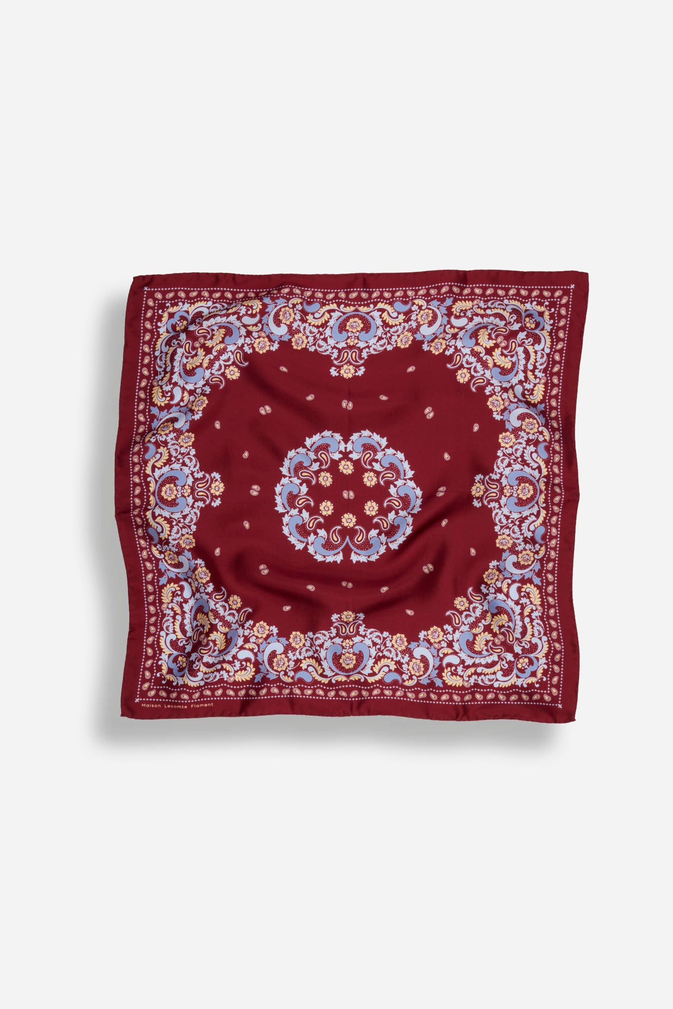 Small Bandana Flowers Burgundy Silk