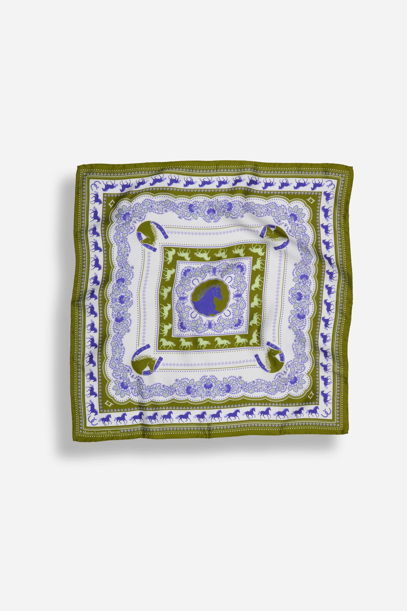 Small Equestrian Olive Silk