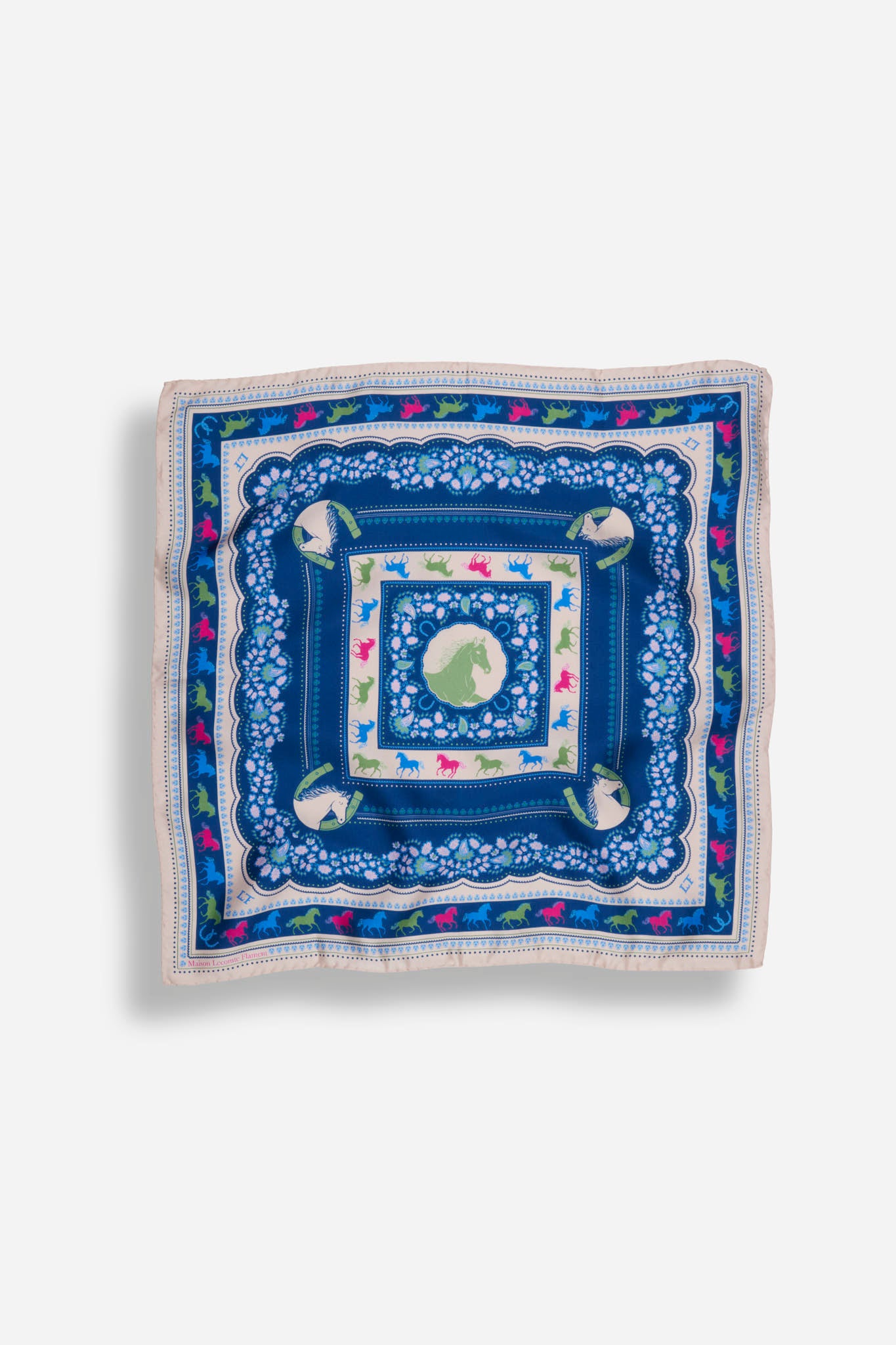 Small Equestrian Navy Silk
