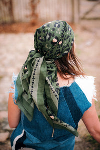 Large green cotton Leo scarf