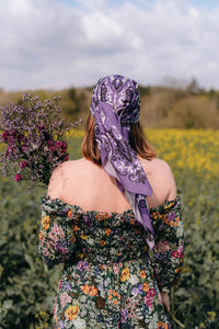 Large purple bandana scarf