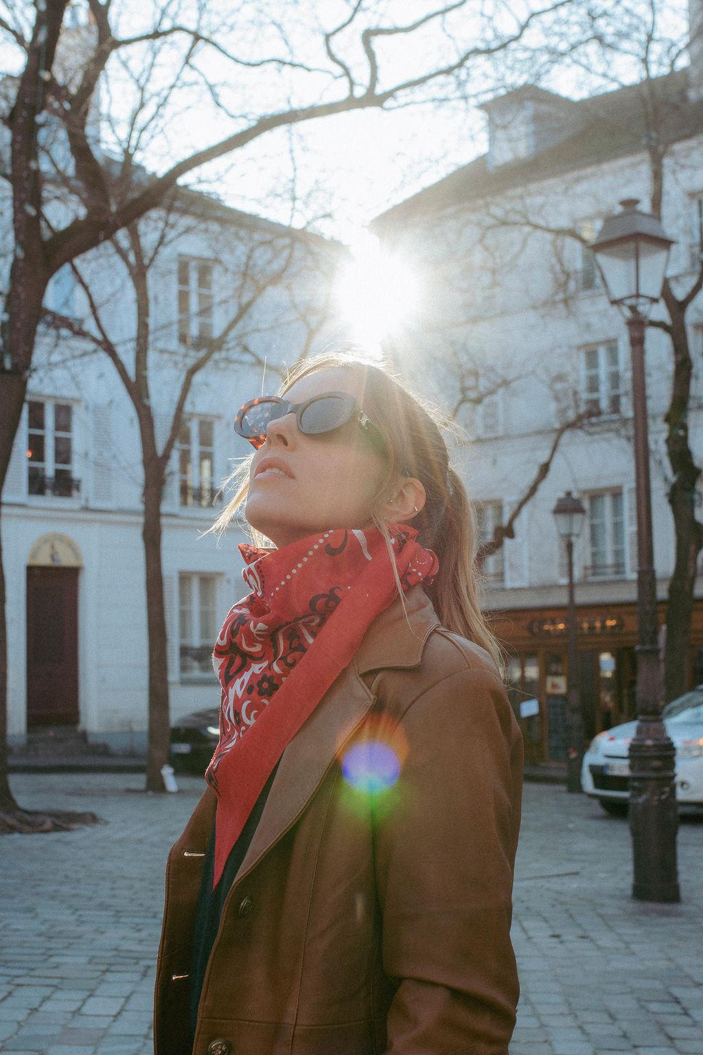 Large Foulard bandana Rouge coton