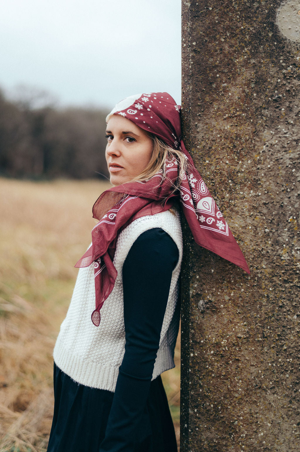 Bandana Flocon bordeaux coton