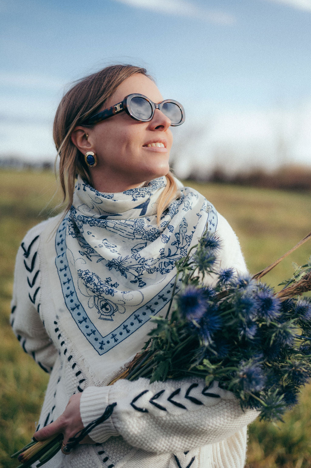 Toile de Jouy navy LS