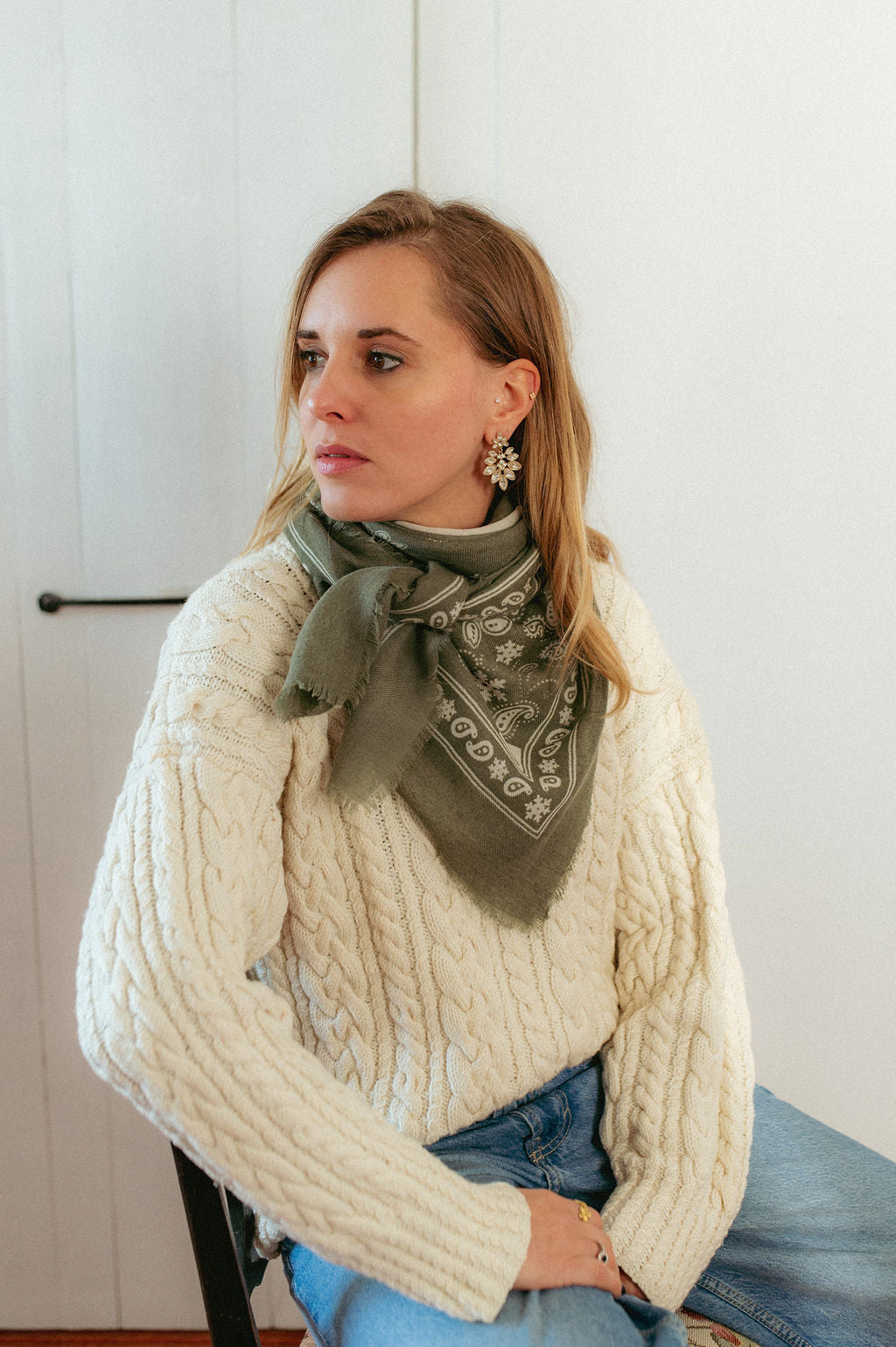 Bandana Flocon Khaki scarf