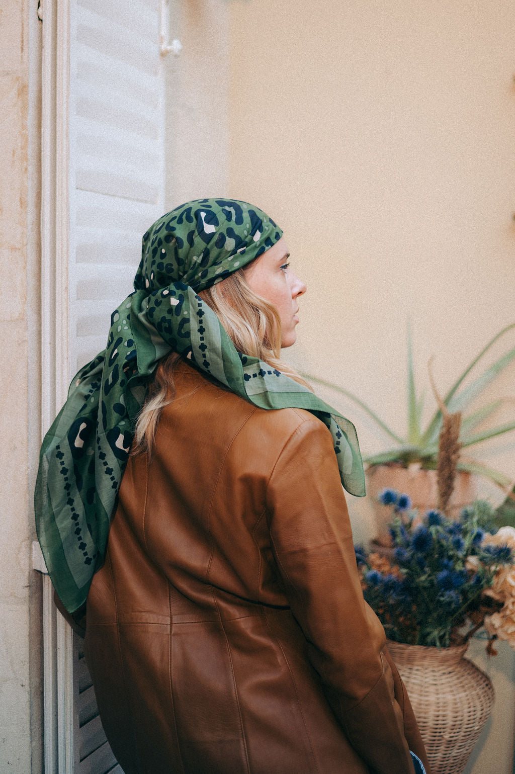 Foulard Léo vert coton