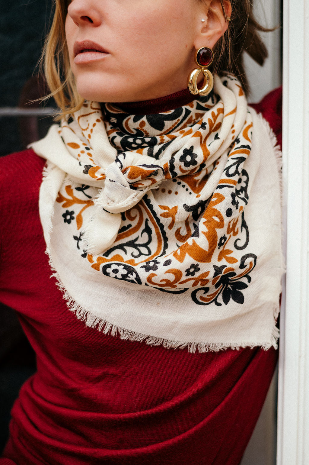 Foulard bandana lait et camel LS
