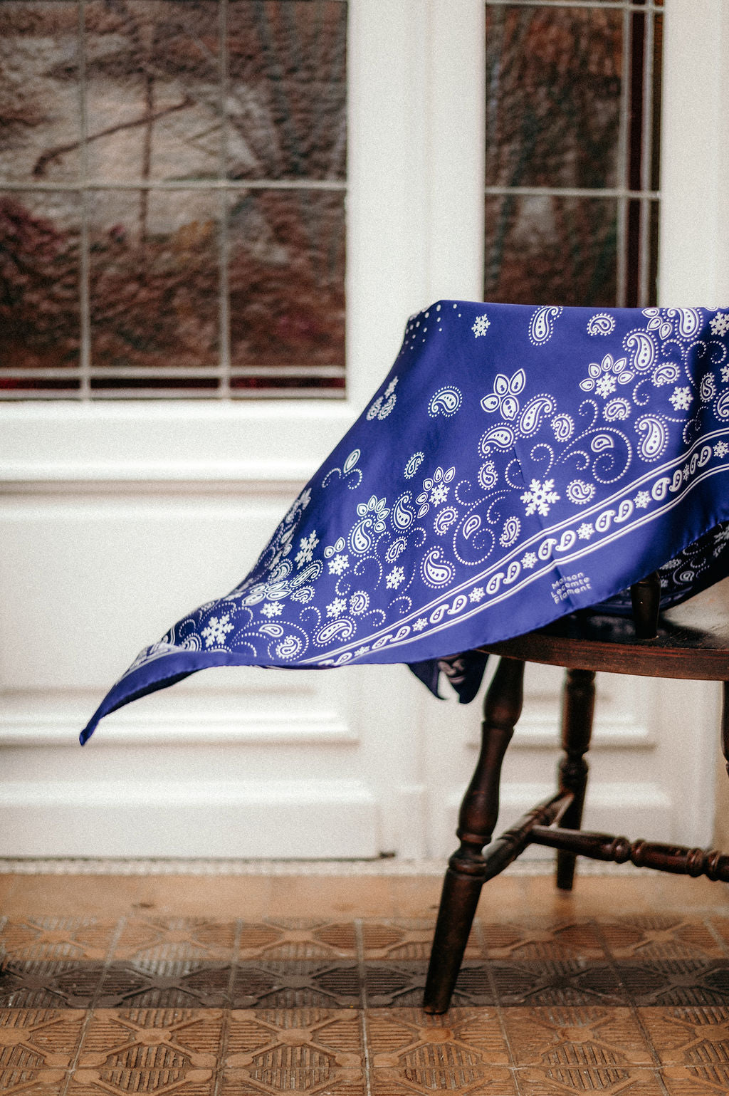Bandana Flocon navy soie