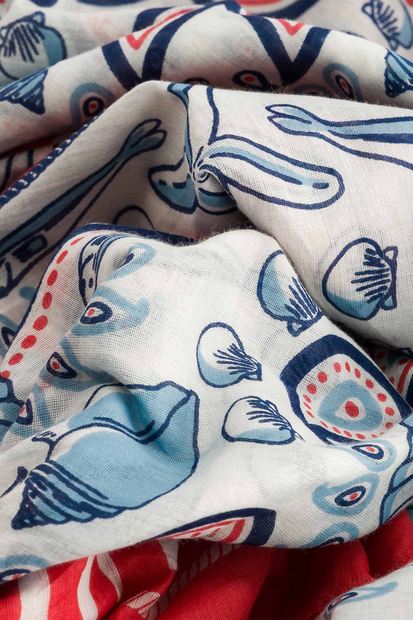 Paréo Large Bretagne Red coton