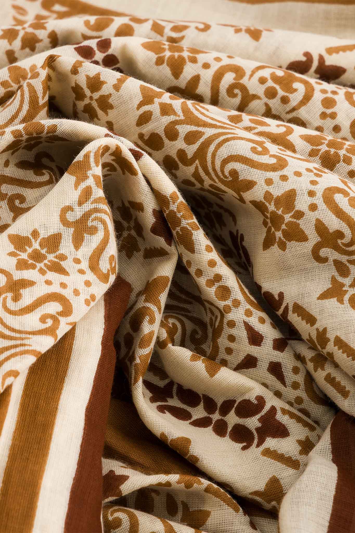 Paréo Large Azulejos Cappuccino coton