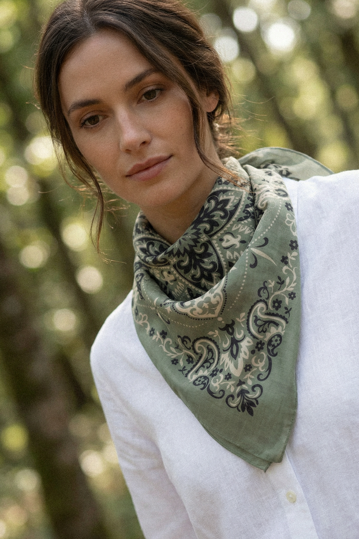 Soft green cotton bandana scarf