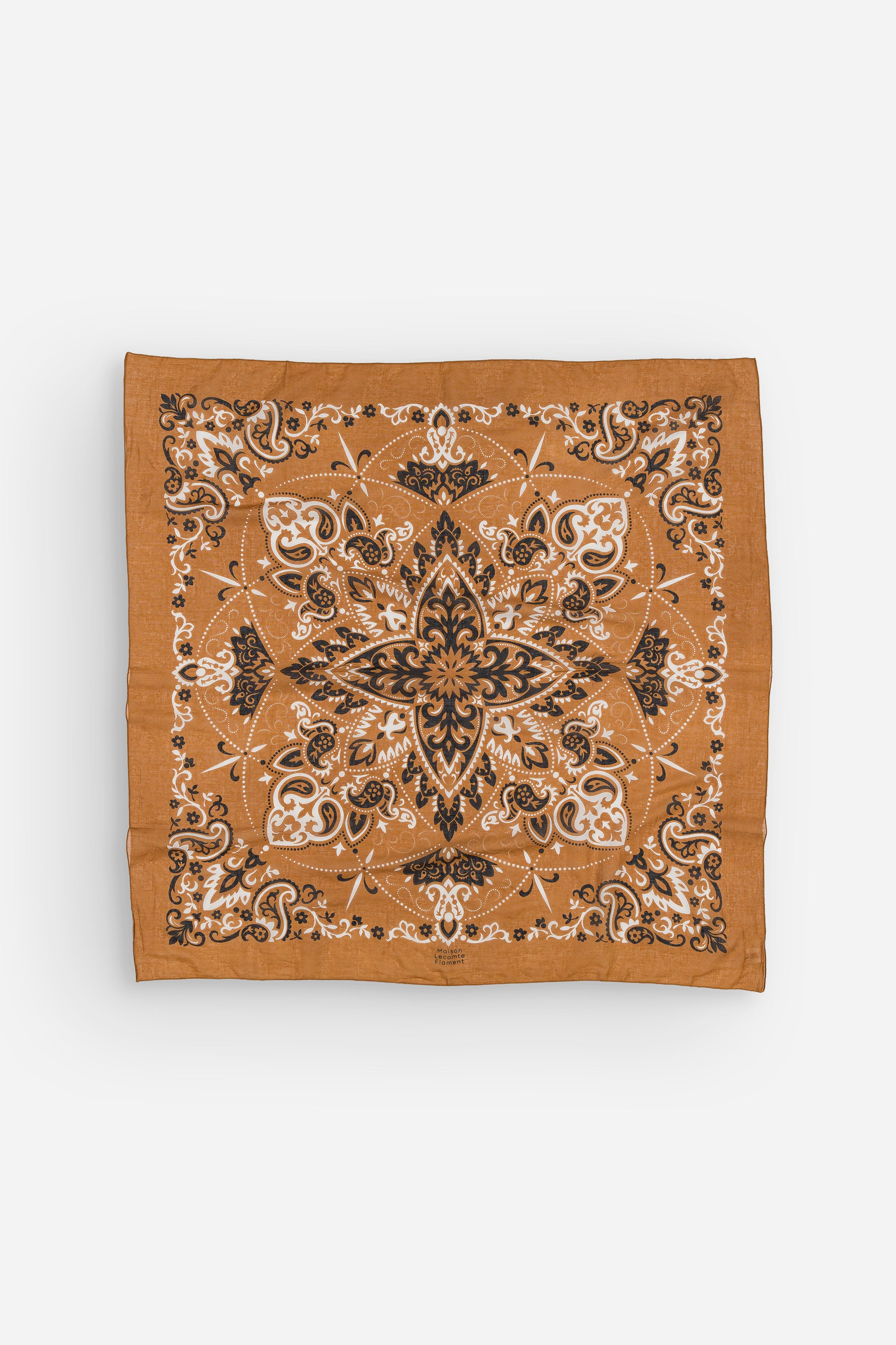Large camel cotton bandana scarf