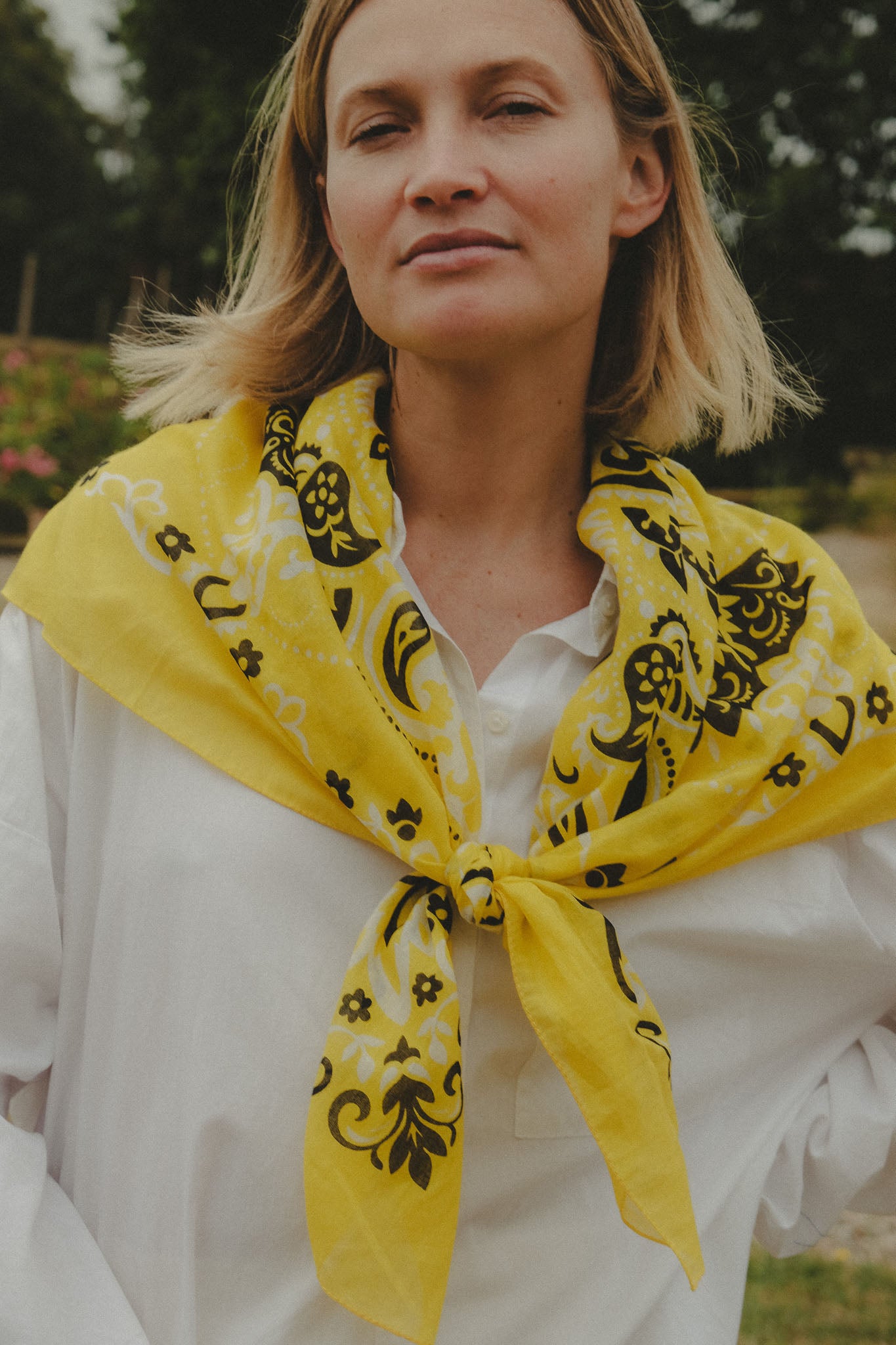 Large khaki cotton bandana scarf