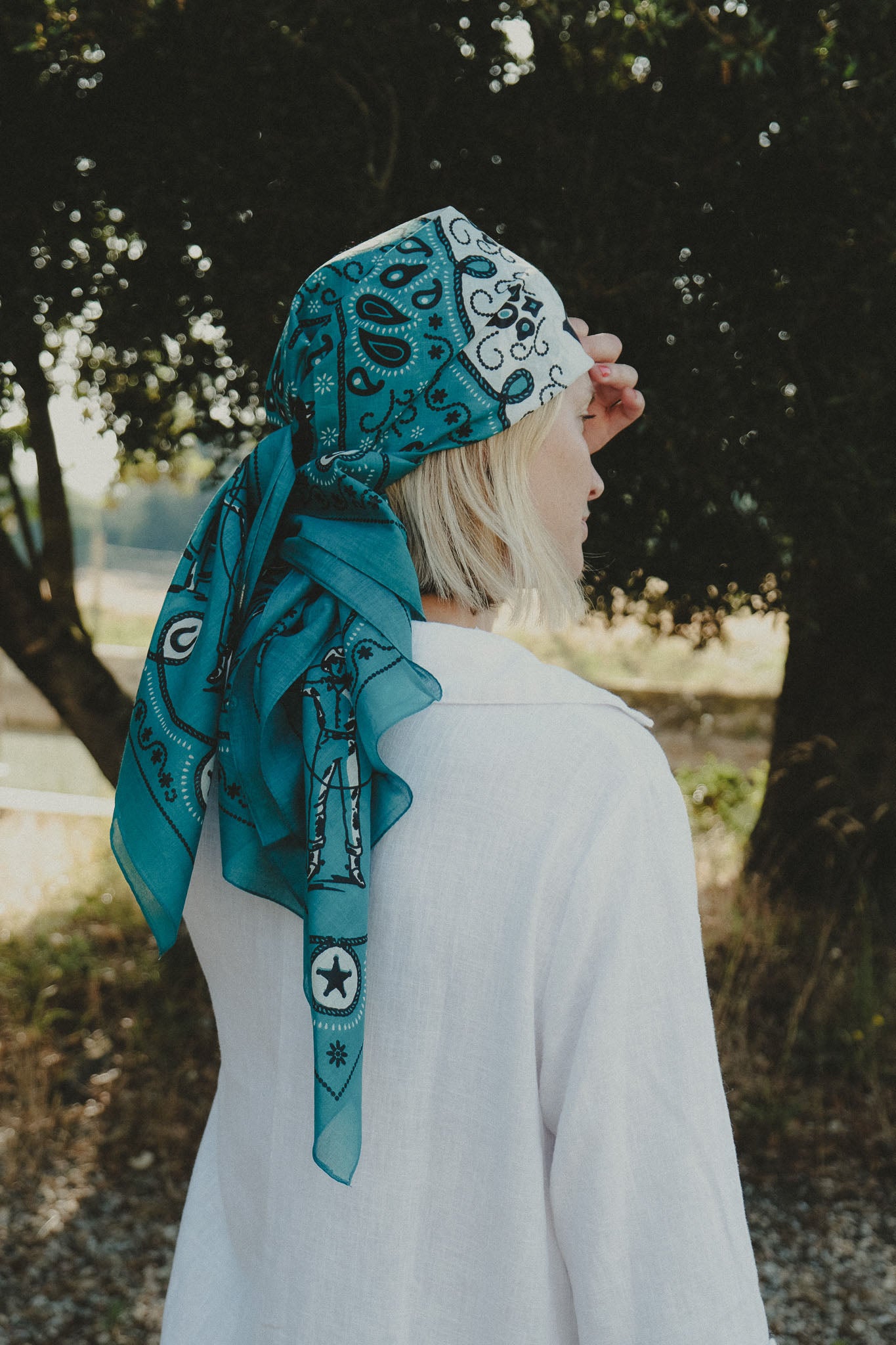 Large khaki cotton bandana scarf