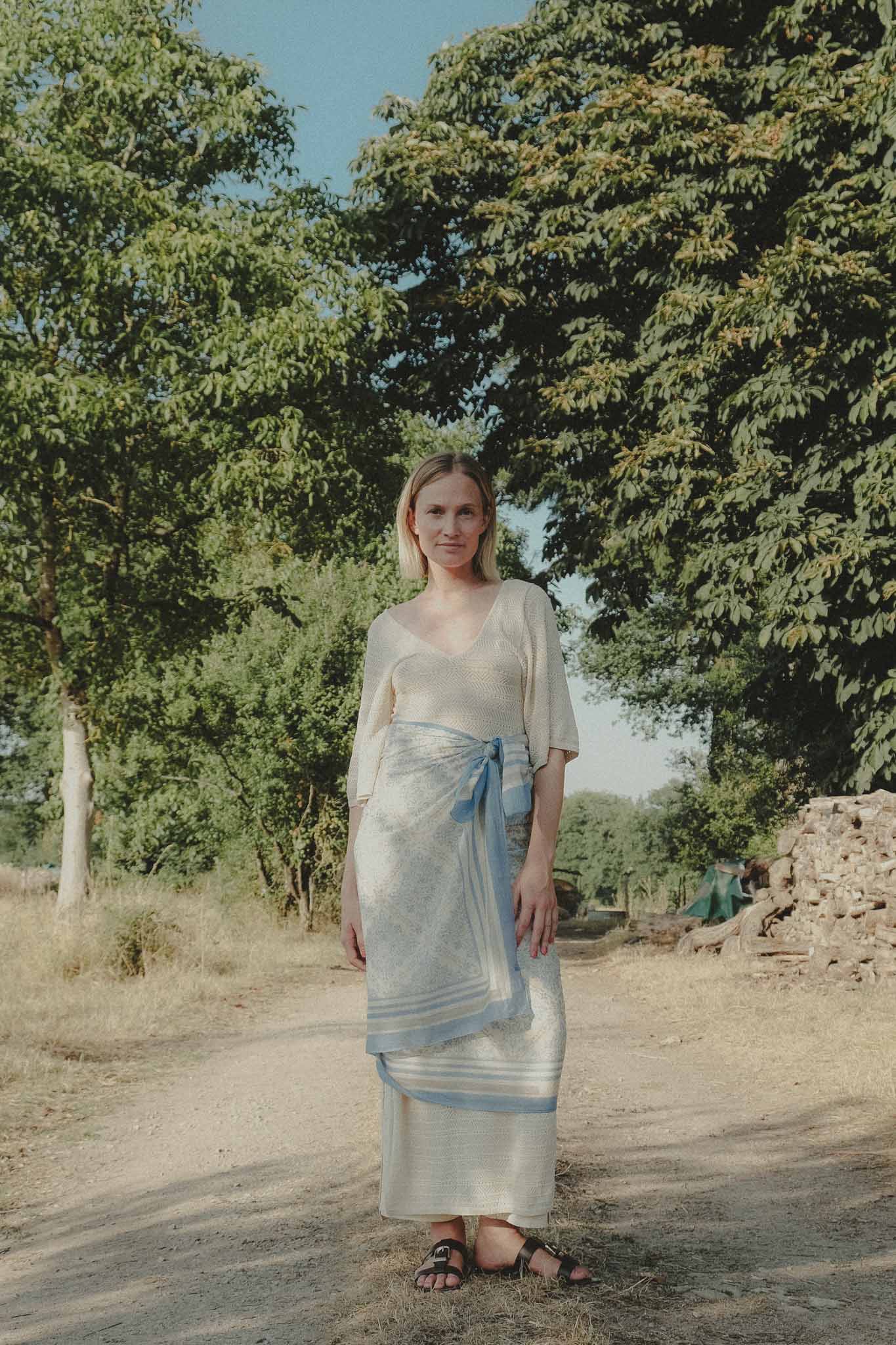 Paréo Large Azulejos Ciel coton